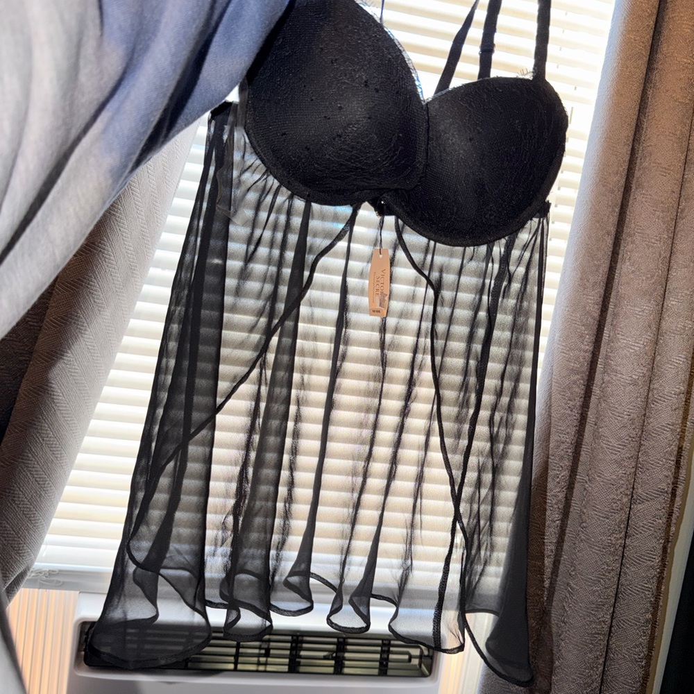 Victoria's Secret Black Sheer Chemise